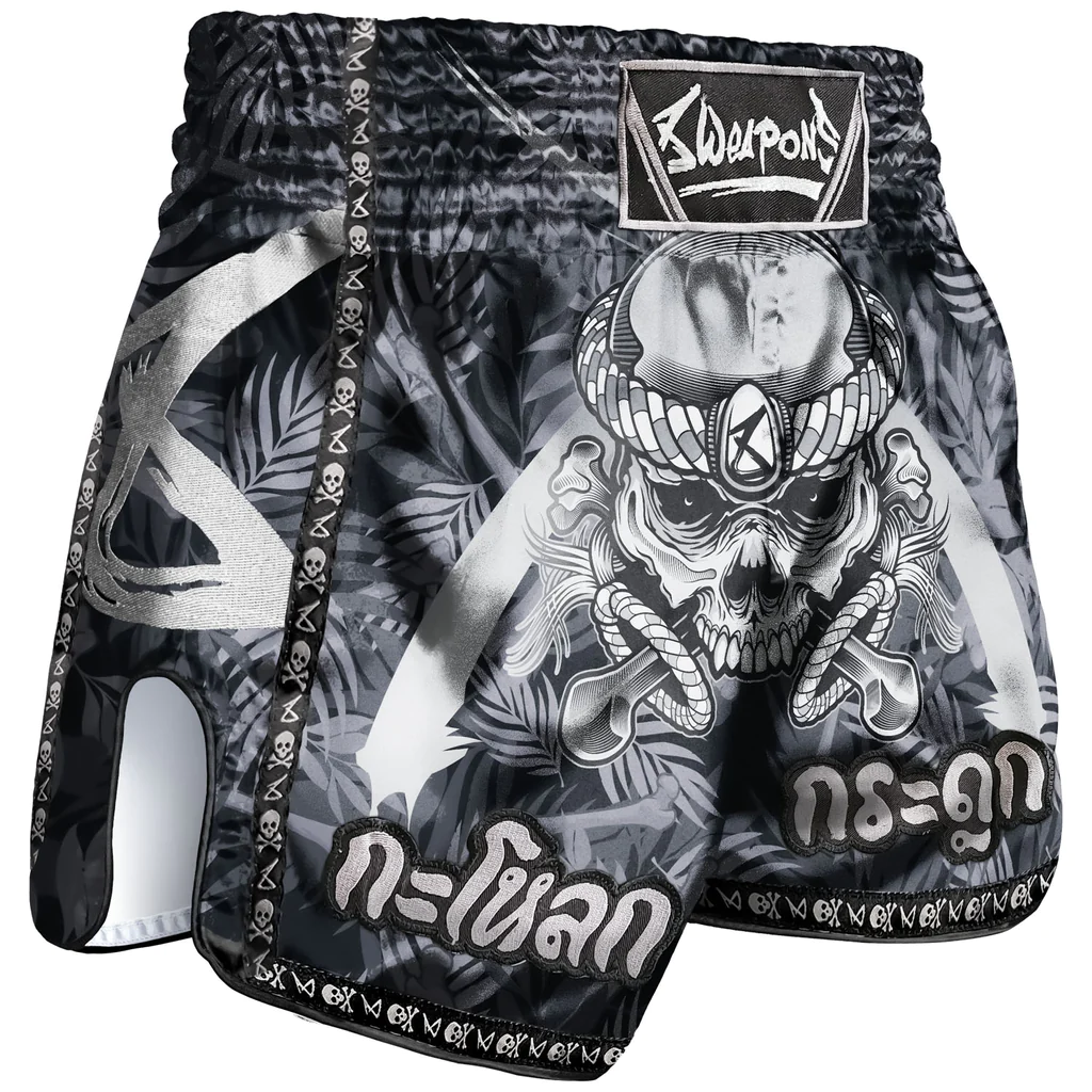 Short de Muay Thai 8 Weapons Bone Island - Noir