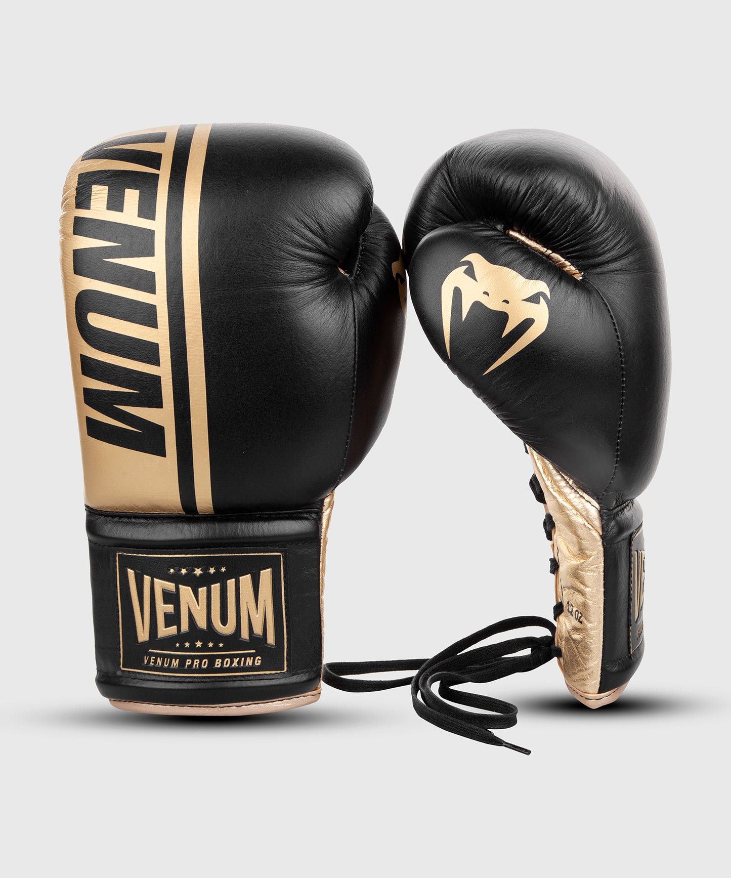 Venum Shield Pro Boxing Gloves with Laces - Black/Gold
