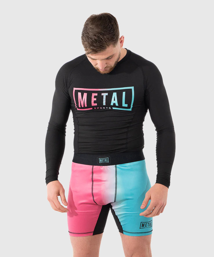 Metal Boxe Performance Miami Long Sleeve Rashguard - Pink/Blue