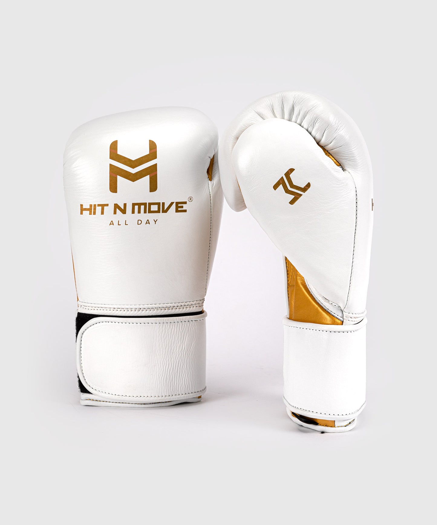 Hit N Move All Day® Pro Agility Guantes de Boxeo - Blanco/Oro