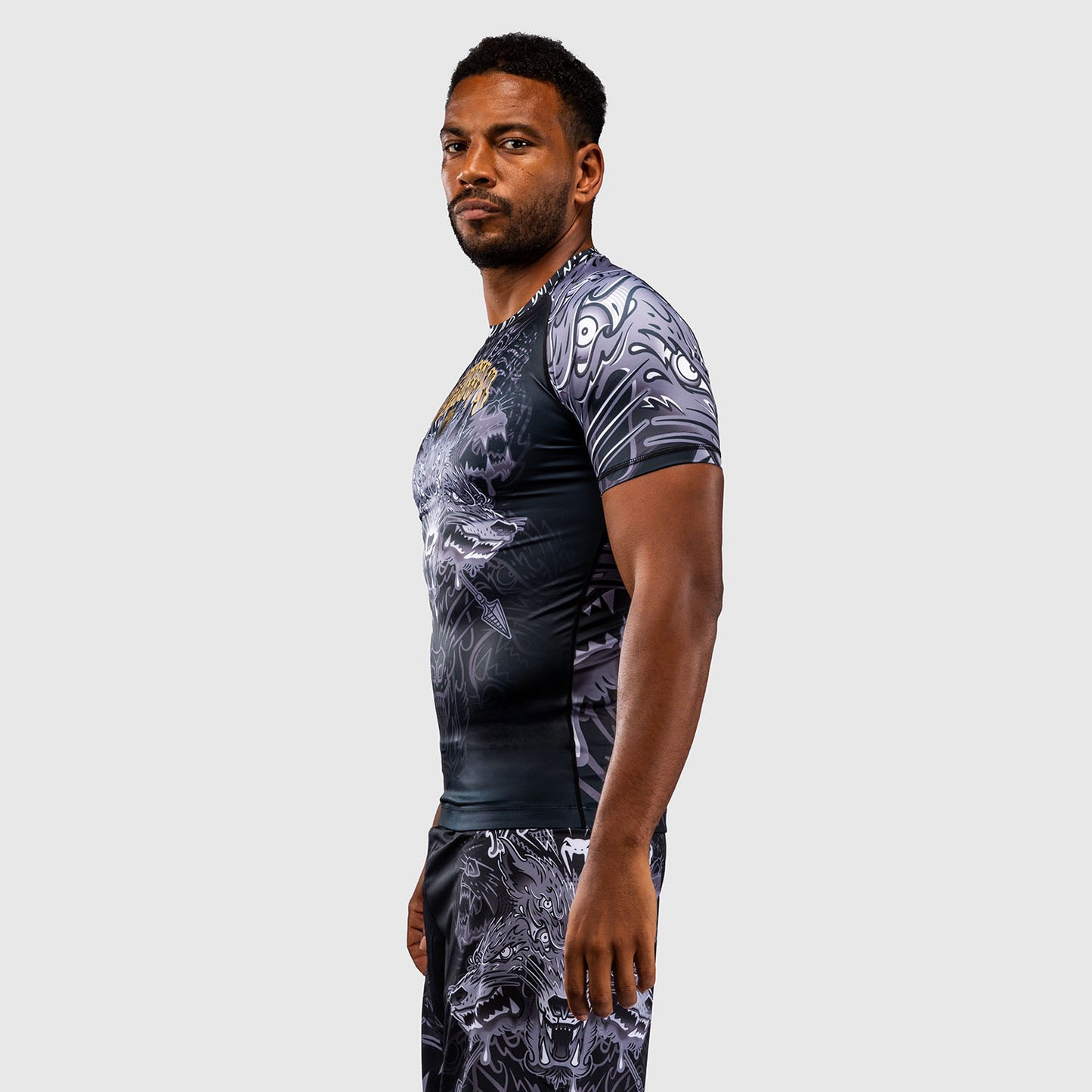 Venum Wolf Atak Short Sleeve Rashguard - Black/Grey