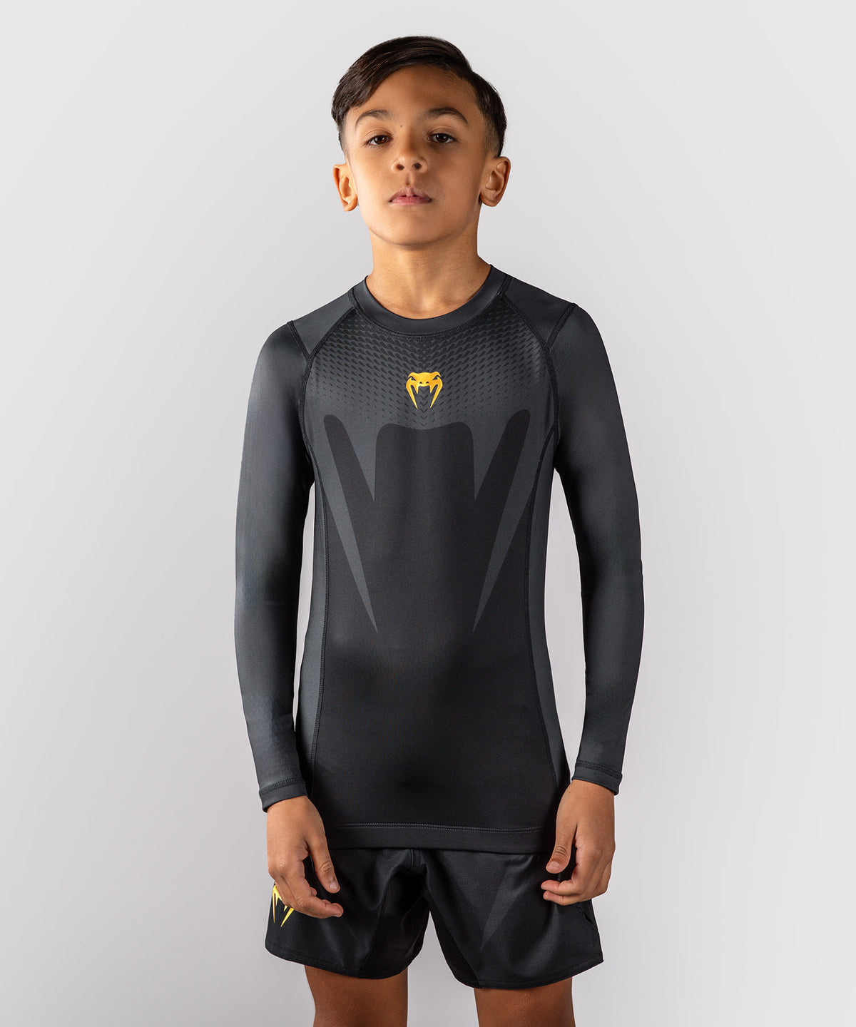 Venum Attack Rashguard de manga larga para niños - Negro/Dorado