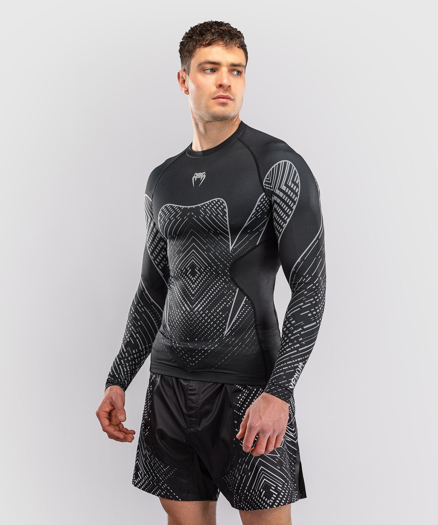 Venum Midnight Fury Long Sleeve Rashguard - Black/Grey/Silver