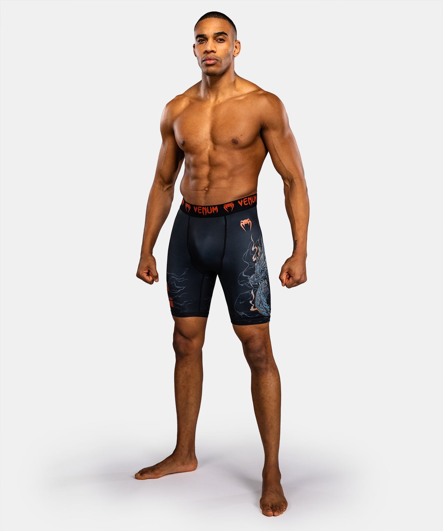 Venum Thunder Dragon Kompressionsshort – Schwarz/Grau/Kupfer