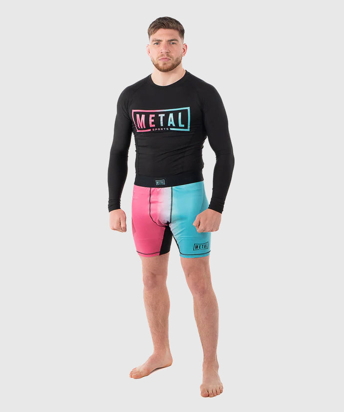 Metal Boxe Performance Miami Long Sleeve Rashguard - Pink/Blue