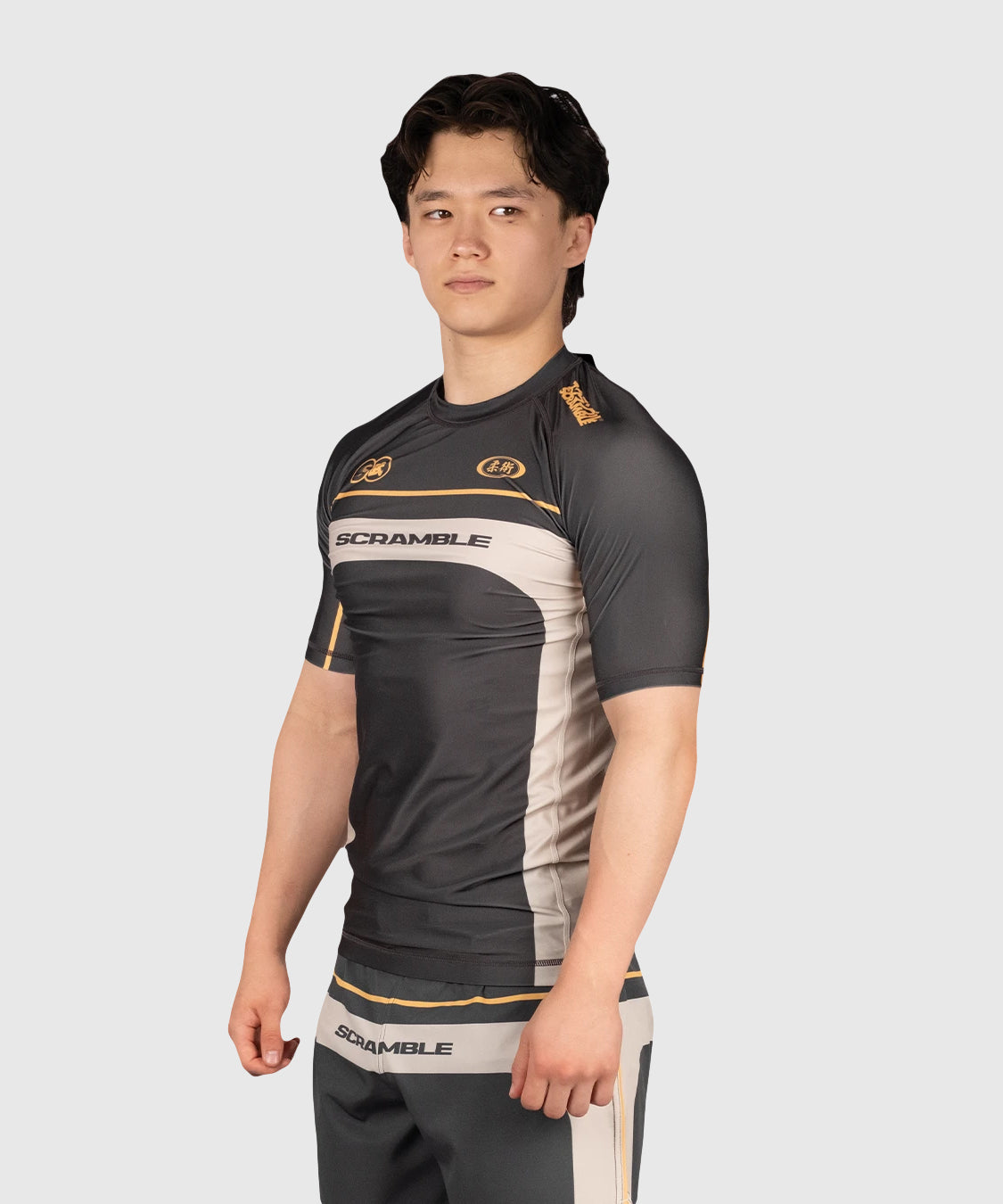 Scramble Duotone Rashguard a Maniche Corte - Tortora/Sabbia