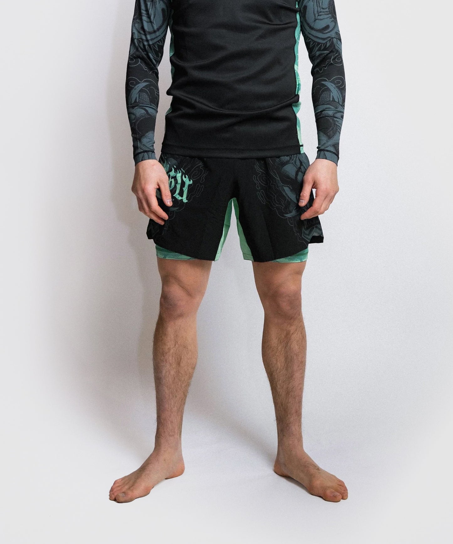Fumetsu Dual Layer Oni Fightshorts - Nero/Blu/Verde