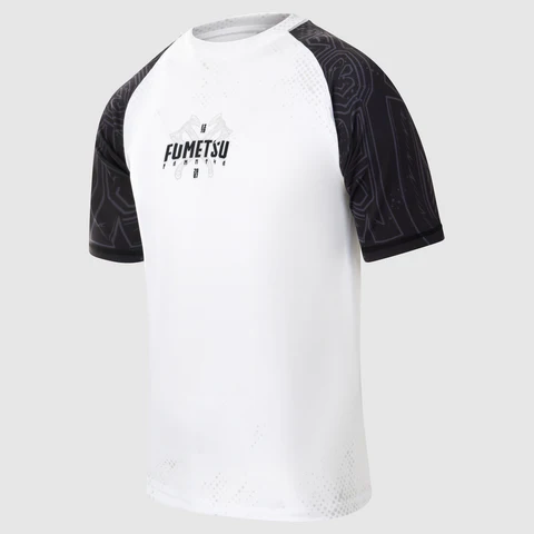Fumetsu Berserker Rashguard a Maniche Corte - Bianco/Nero