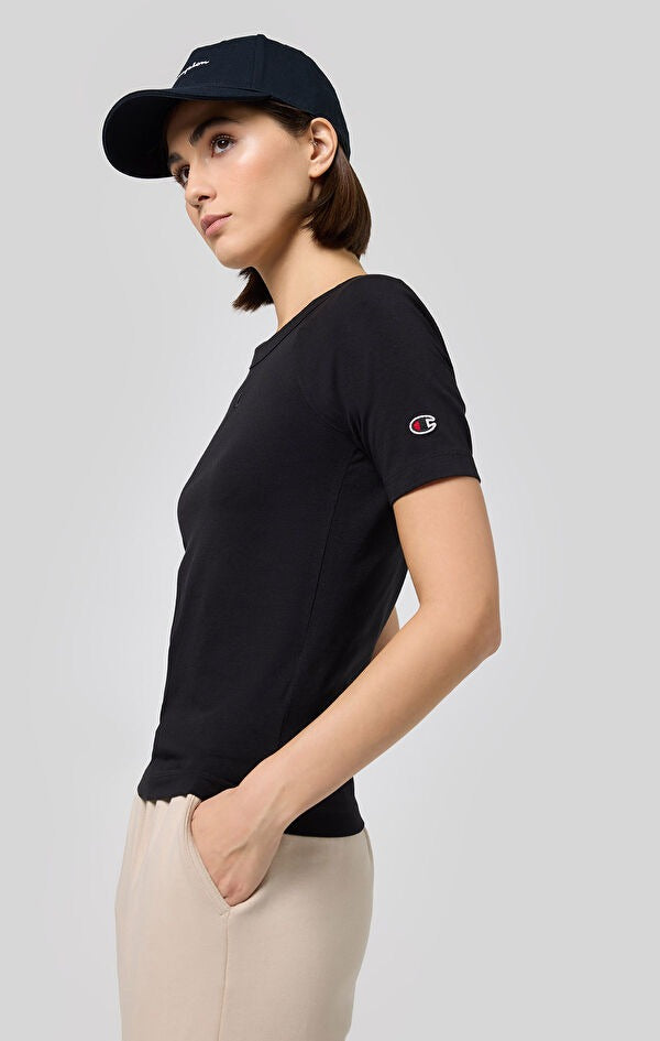 Champion Camiseta de Manga Corta Cuello Redondo – Negro