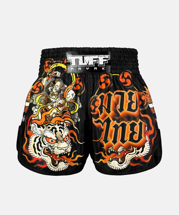 Tuff Payak Raijin The Thunder God Muay Thai Shorts - Schwarz
