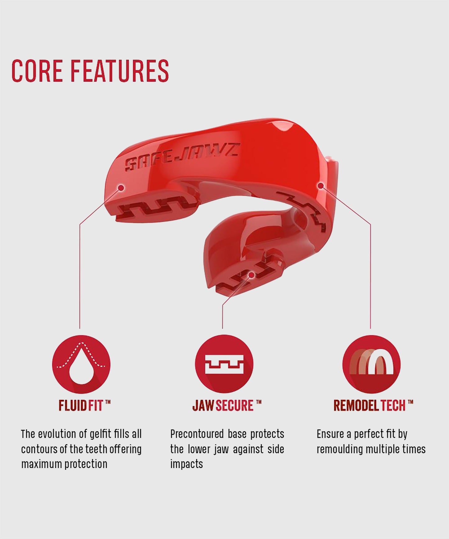 Protège-dents Safejawz Intro Series Adulte - Rouge