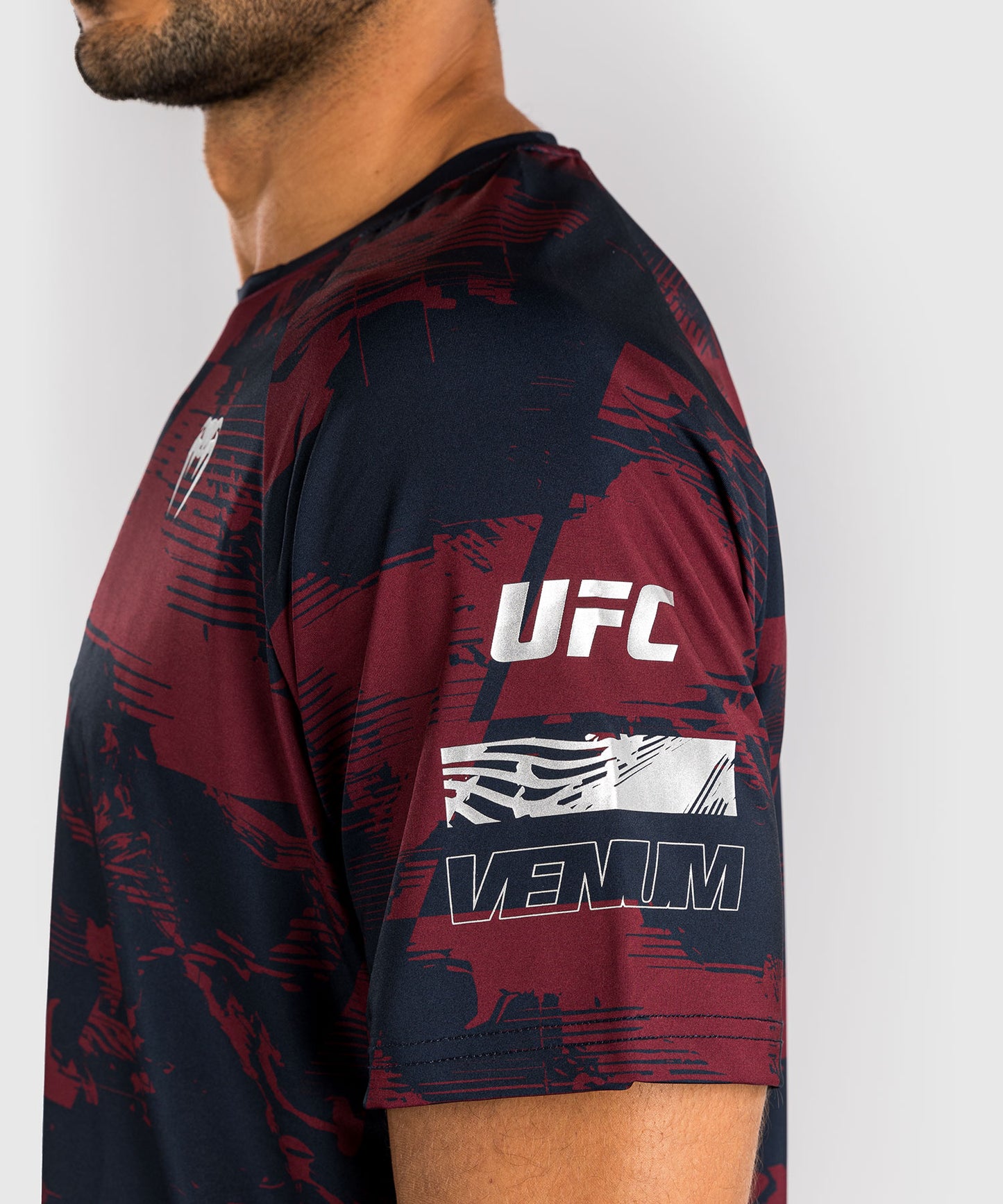 T-shirt manches courtes Performance Homme UFC Zenith by Venum Authentic Fight Week - Bleu marine/Bordeaux/Argent