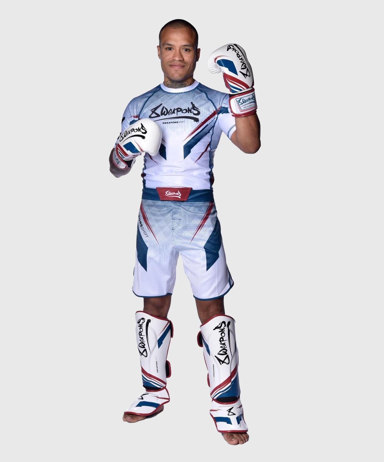 8 Weapons Shift Fight Shorts - White/Blue/Red