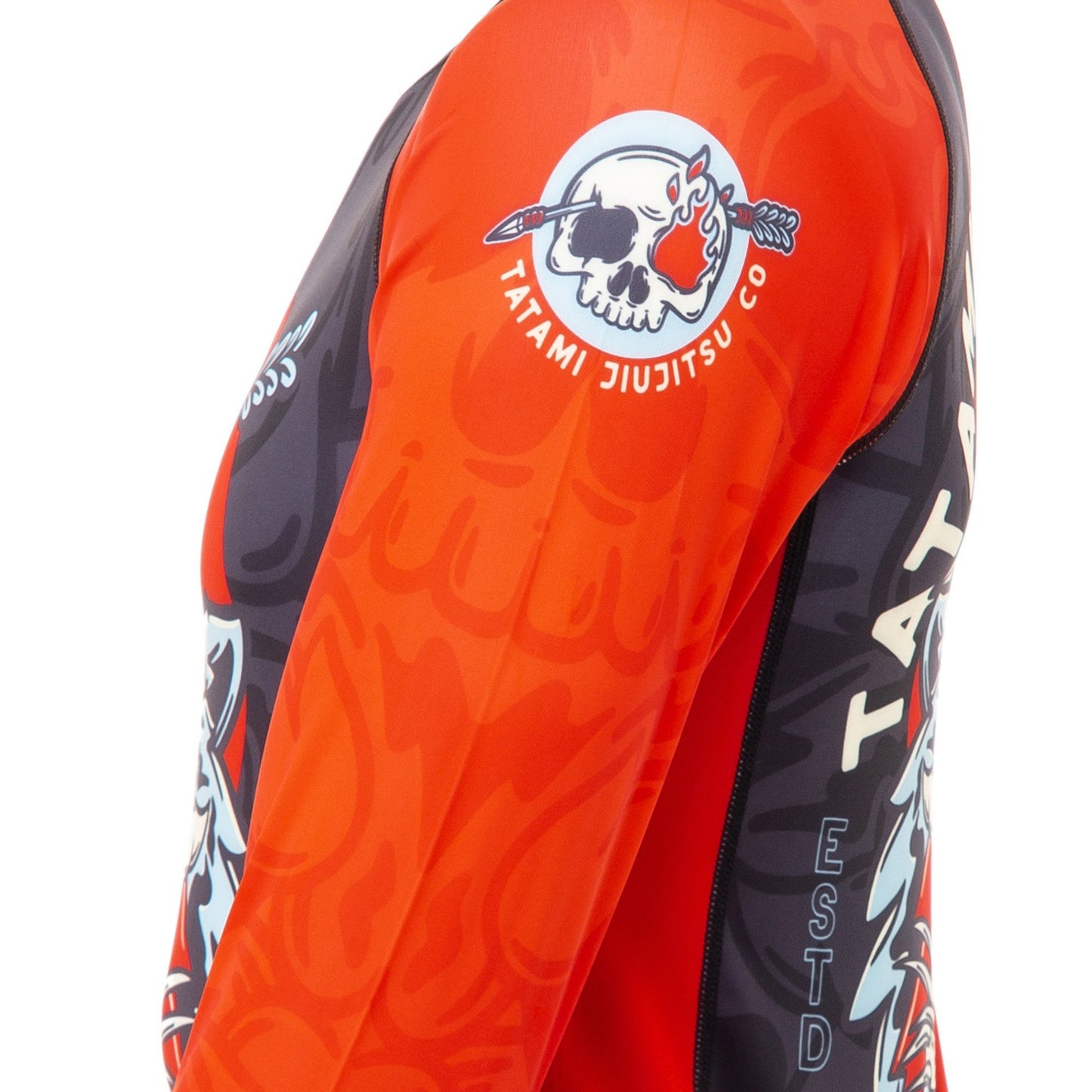 T-shirt de Compression Recyclé Eco Tech Tatami Fightwear Head Hunter - Manches Longues - Noir/Rouge