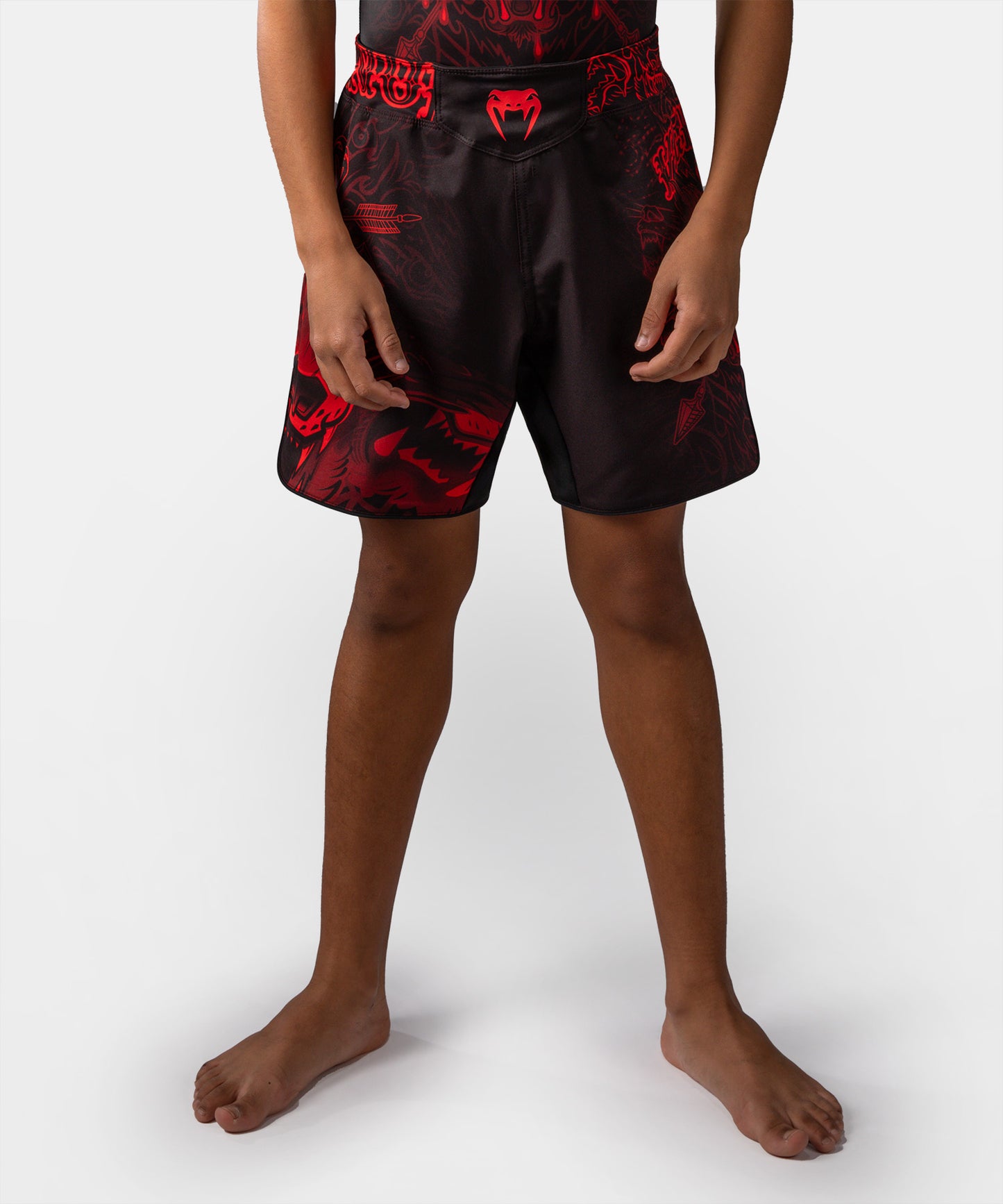 Venum Wolf Atak Kinder Fightshorts – Schwarz/Rot