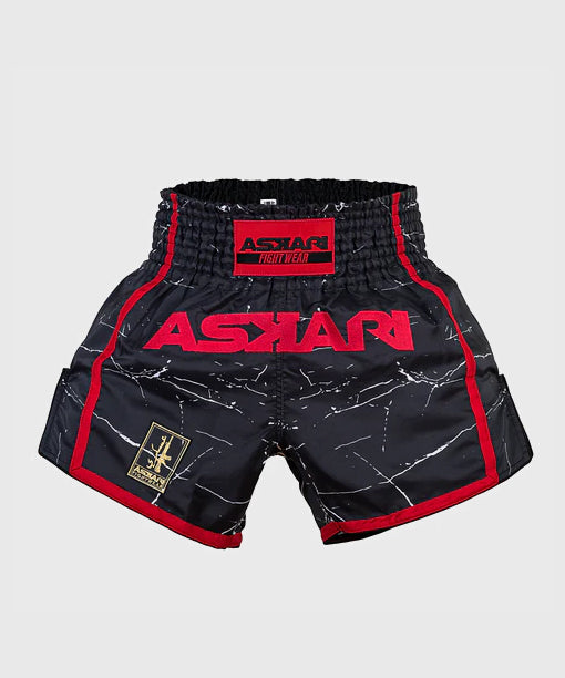 Askari Carrara Pantalón Corto Muay Thai - Negro/Rojo