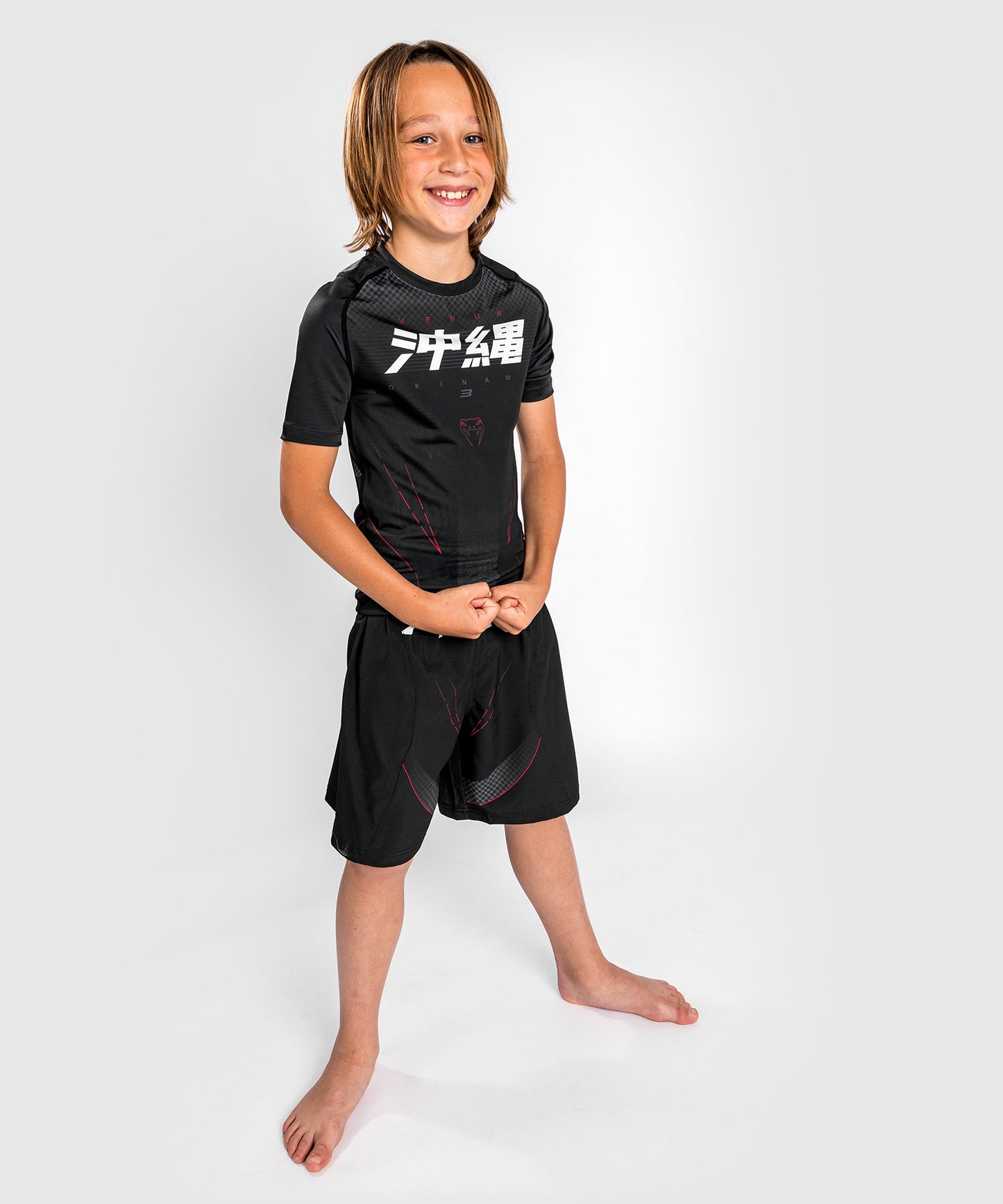 Rashguard Venum Okinawa 3.0 - Short Sleeve - For Kids - Black/Red