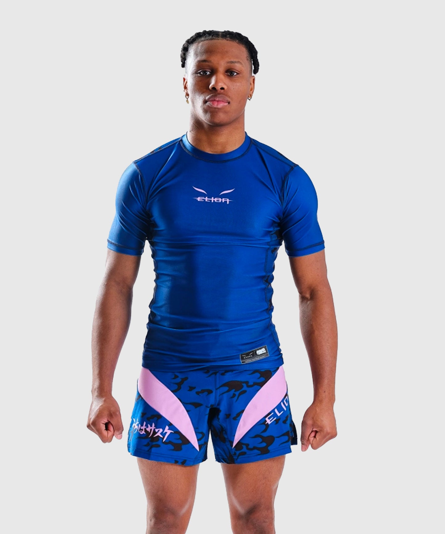 Elion X Naruto Sasuke Kurzarm-Rashguard - Blau