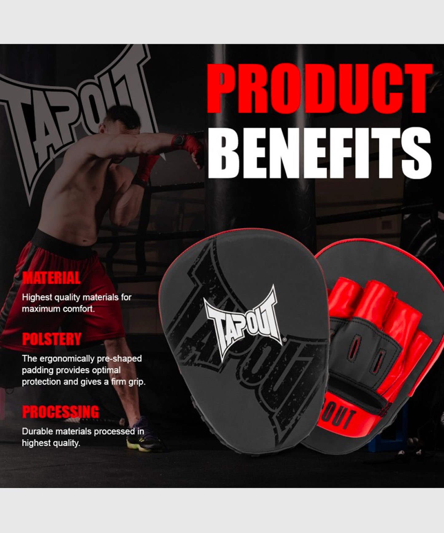 Patte D'Ours Tapout Rashad Manoplas – Negro/Rojo