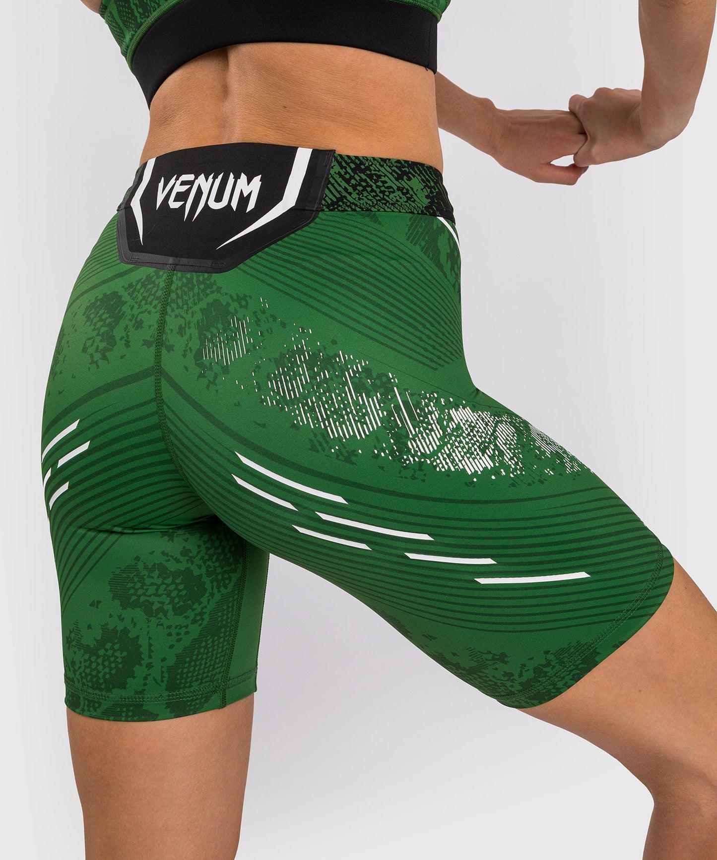 UFC Women's Long Fit Compression Short Adrenaline by Venum Authentic Fight Night - Green