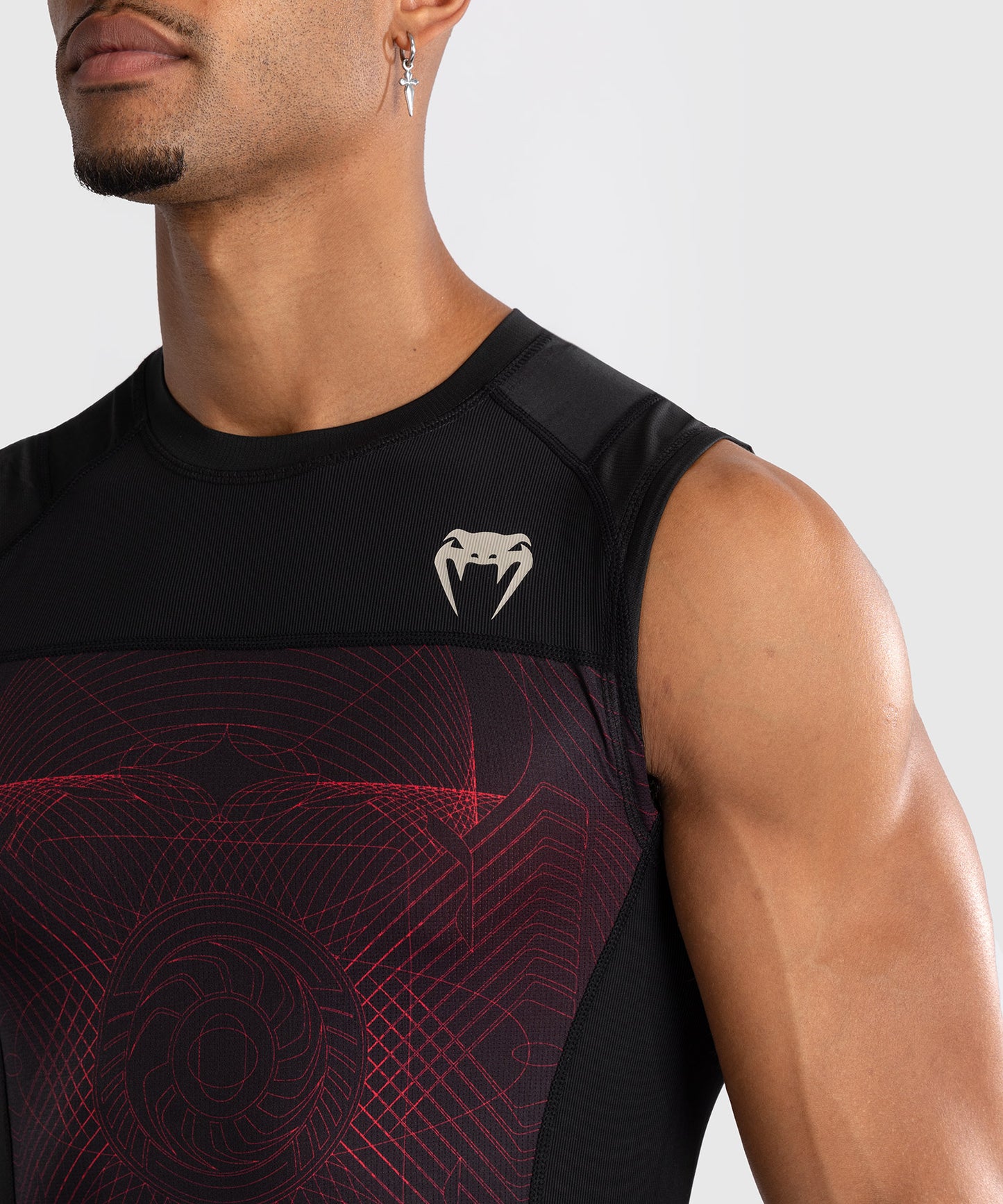 Rashguard sans Manches Venum G-Fit Air pour Hommes - Noir Profond/Rouge Feu