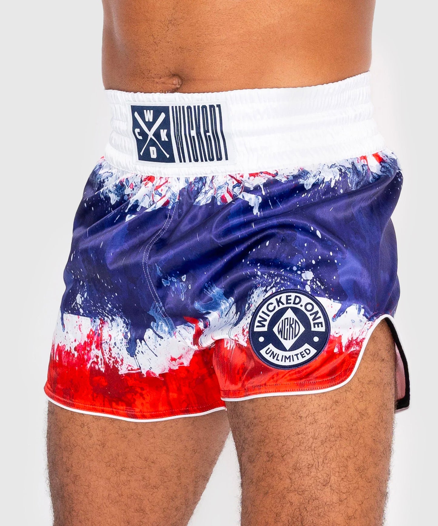Short De Muay Thai Wicked One Thaï Flag - Blanc/Bleu/Rouge