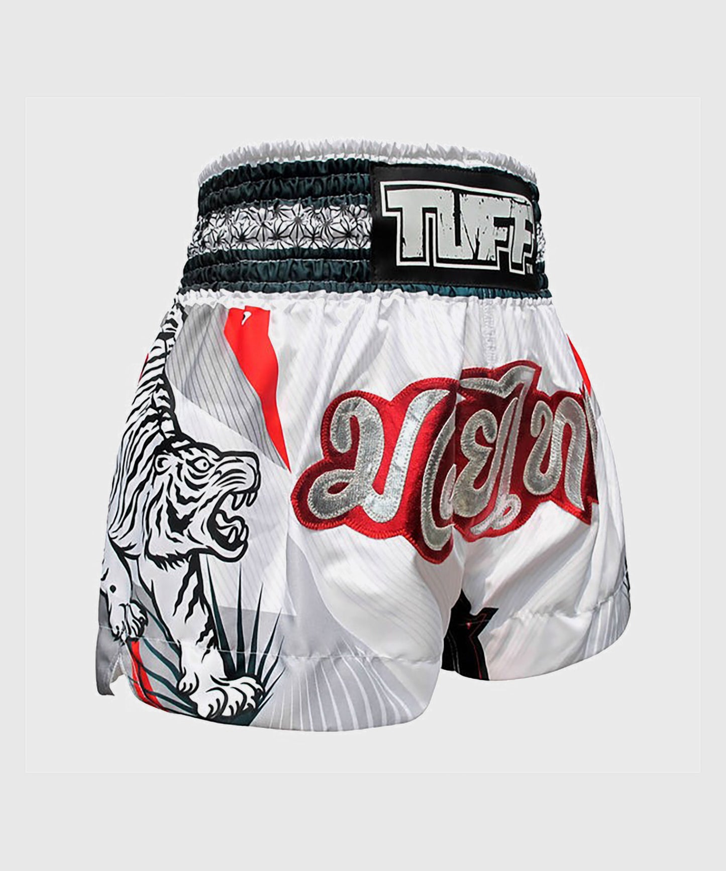 Tuff White Tiger Muay Thai Shorts - Weiß