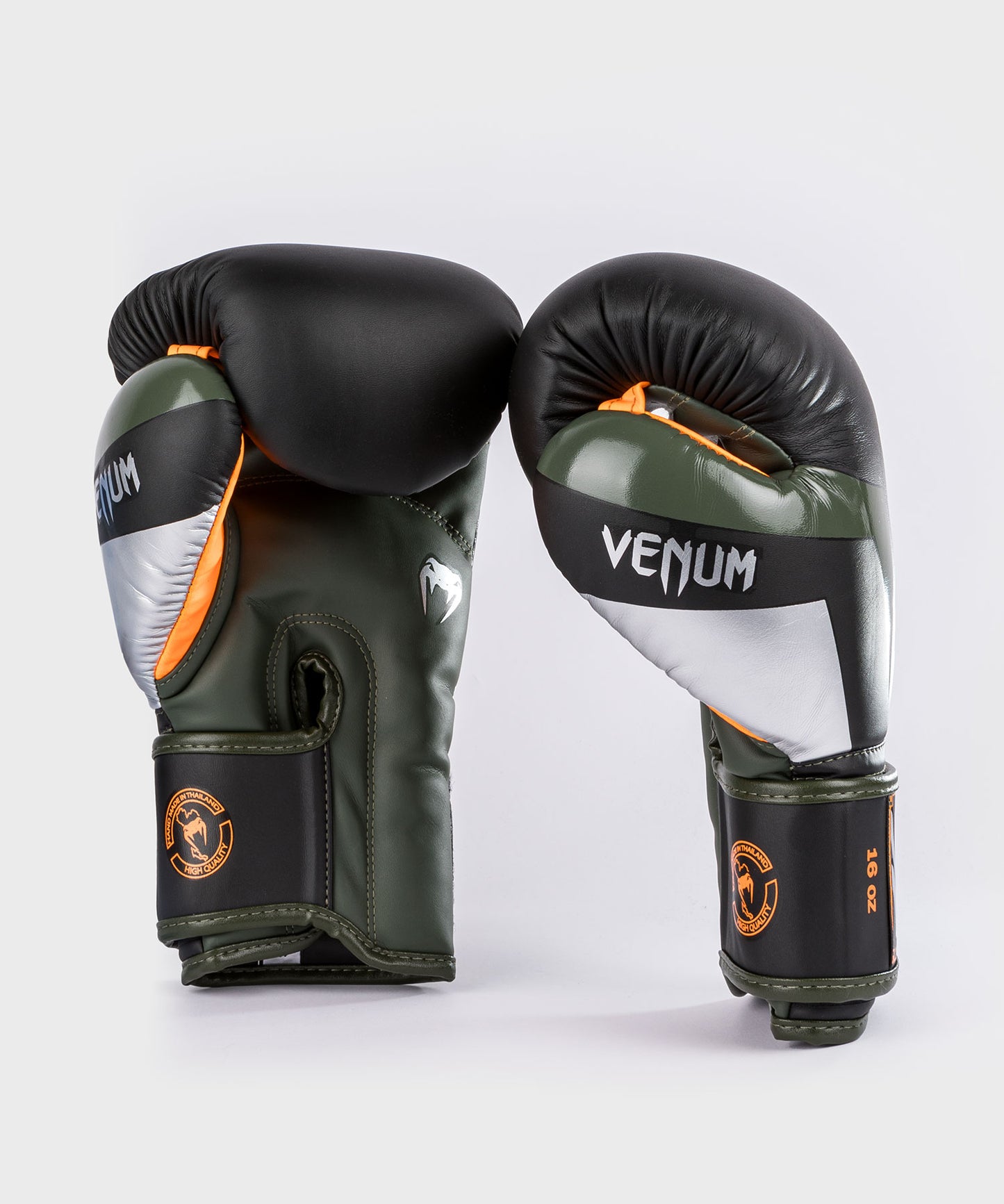 Gants de boxe Venum Elite - Noir/Argent/Kaki