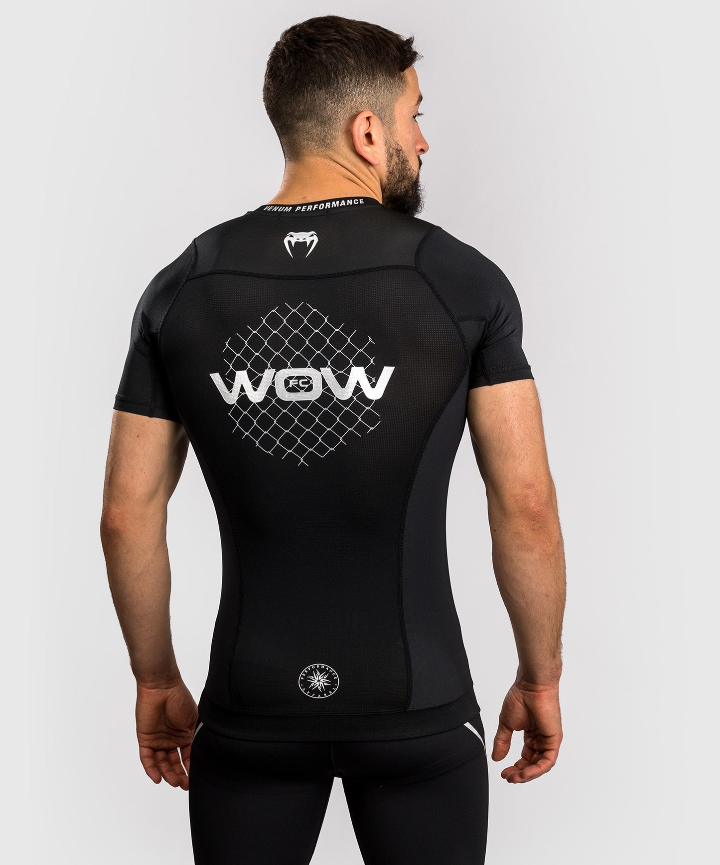 Venum x WOW FC Short Sleeve Rashguard - Black/ Silver Grey