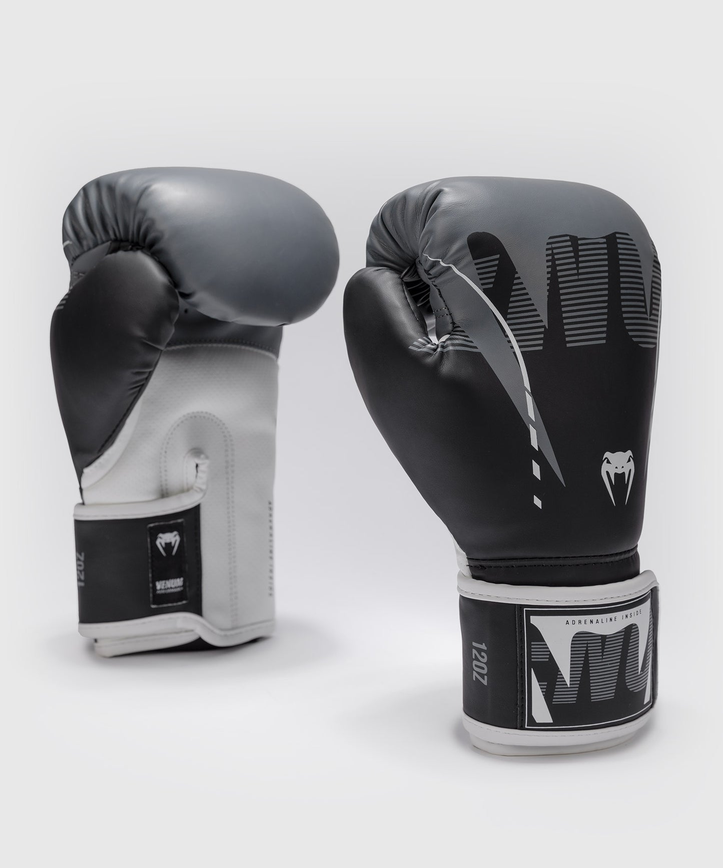Venum Adrenaline Boxing Gloves - Black/Silver Grey