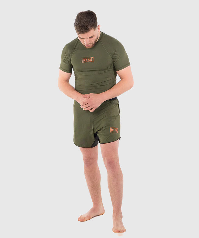 Metal Boxe Fightshorts - Khaki/Orange