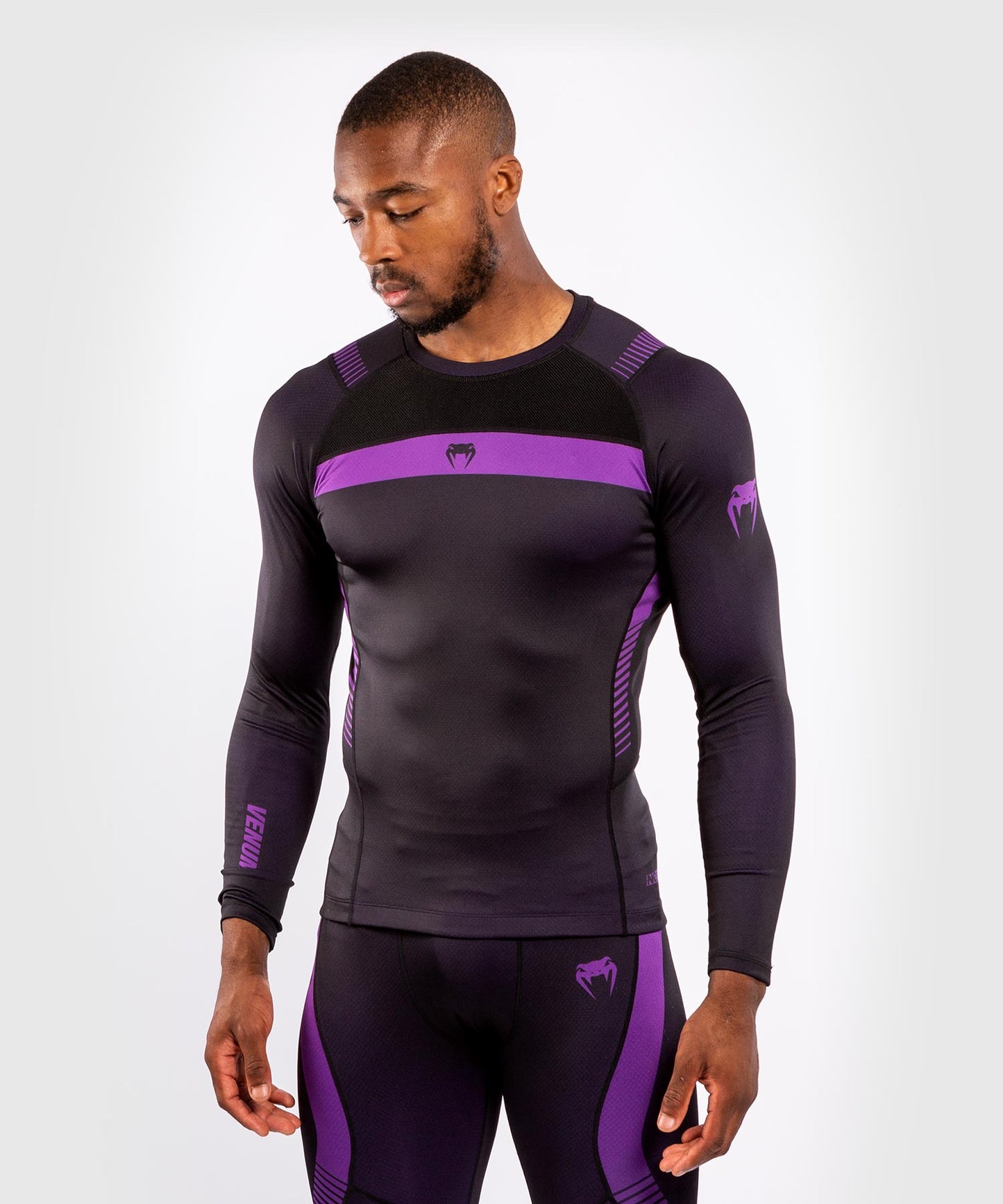 Venum No Gi 3.0 Kompressions-T-Shirt – Langarm - Schwarz/Lila