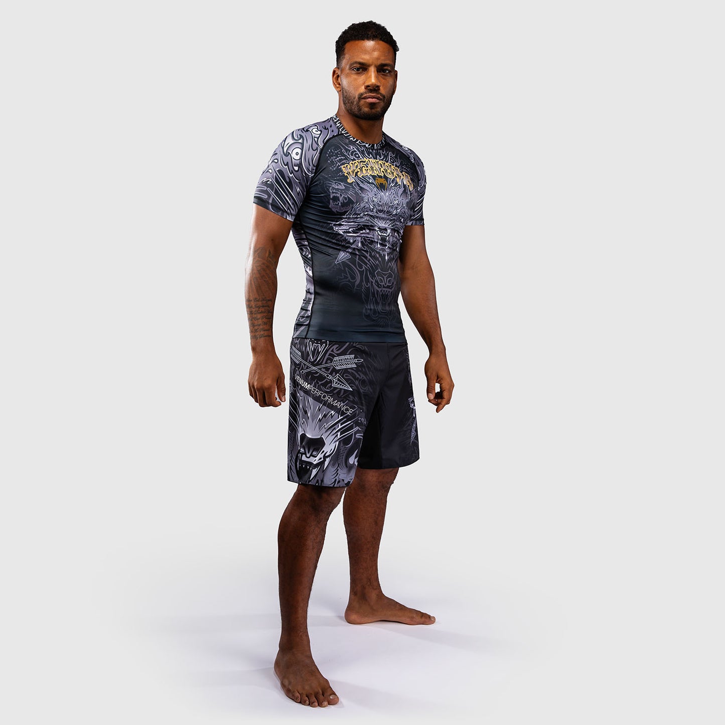 Venum Wolf Atak Short Sleeve Rashguard - Black/Grey