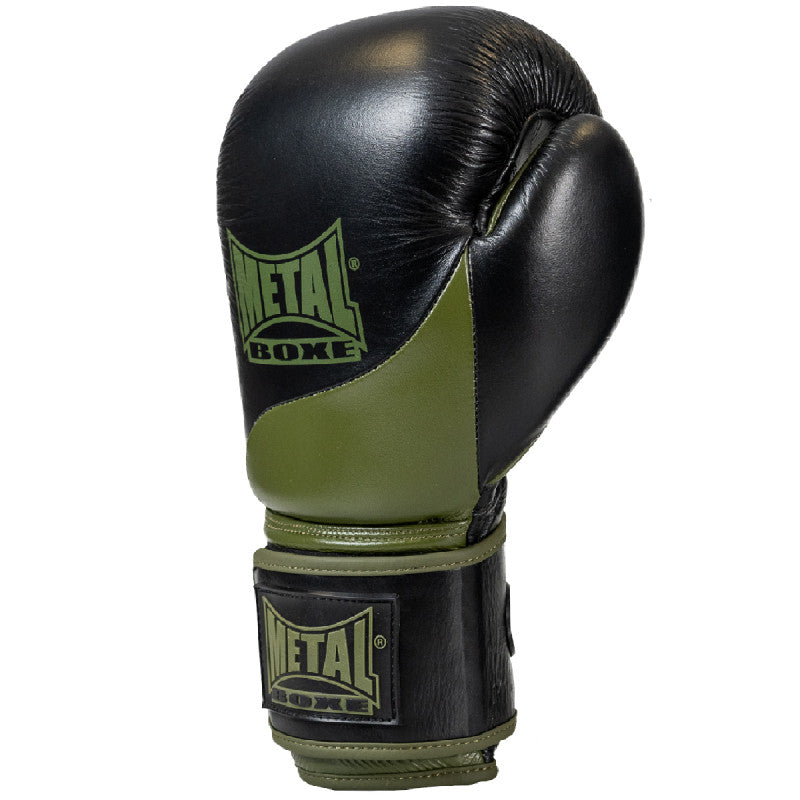 Metal Boxe Metal Omega Guantes de Boxeo de Cuero - Negro/Caqui