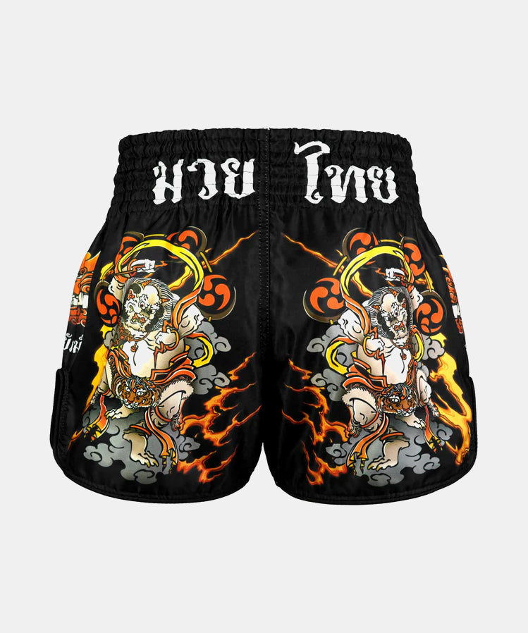 Tuff Payak Raijin The Thunder God Muay Thai Shorts - Schwarz