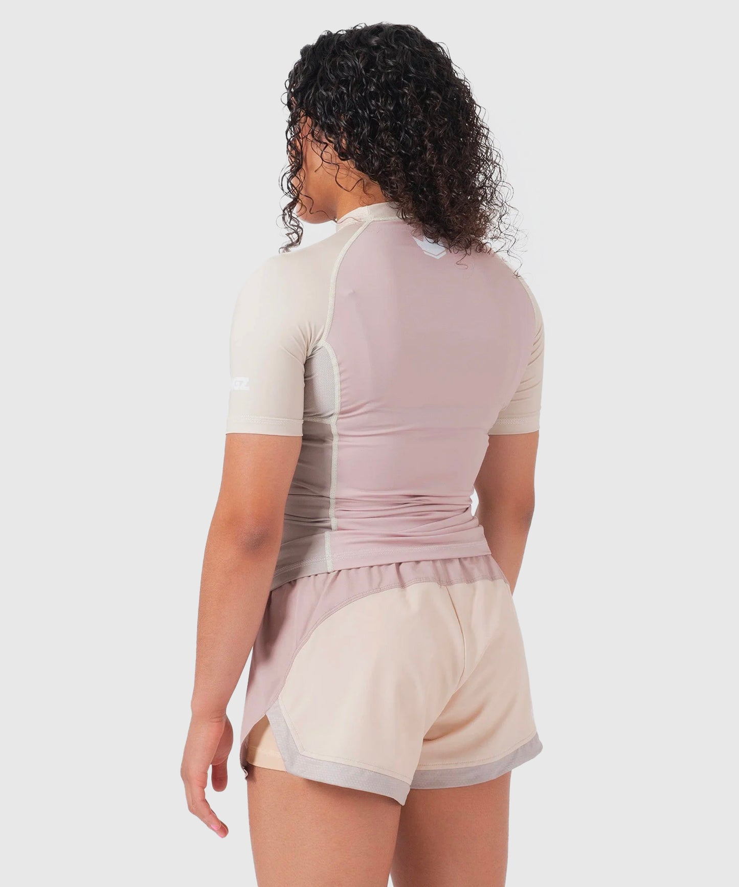Kingz Terra Rashguard a Maniche Corte da Donna - Rosa/Beige