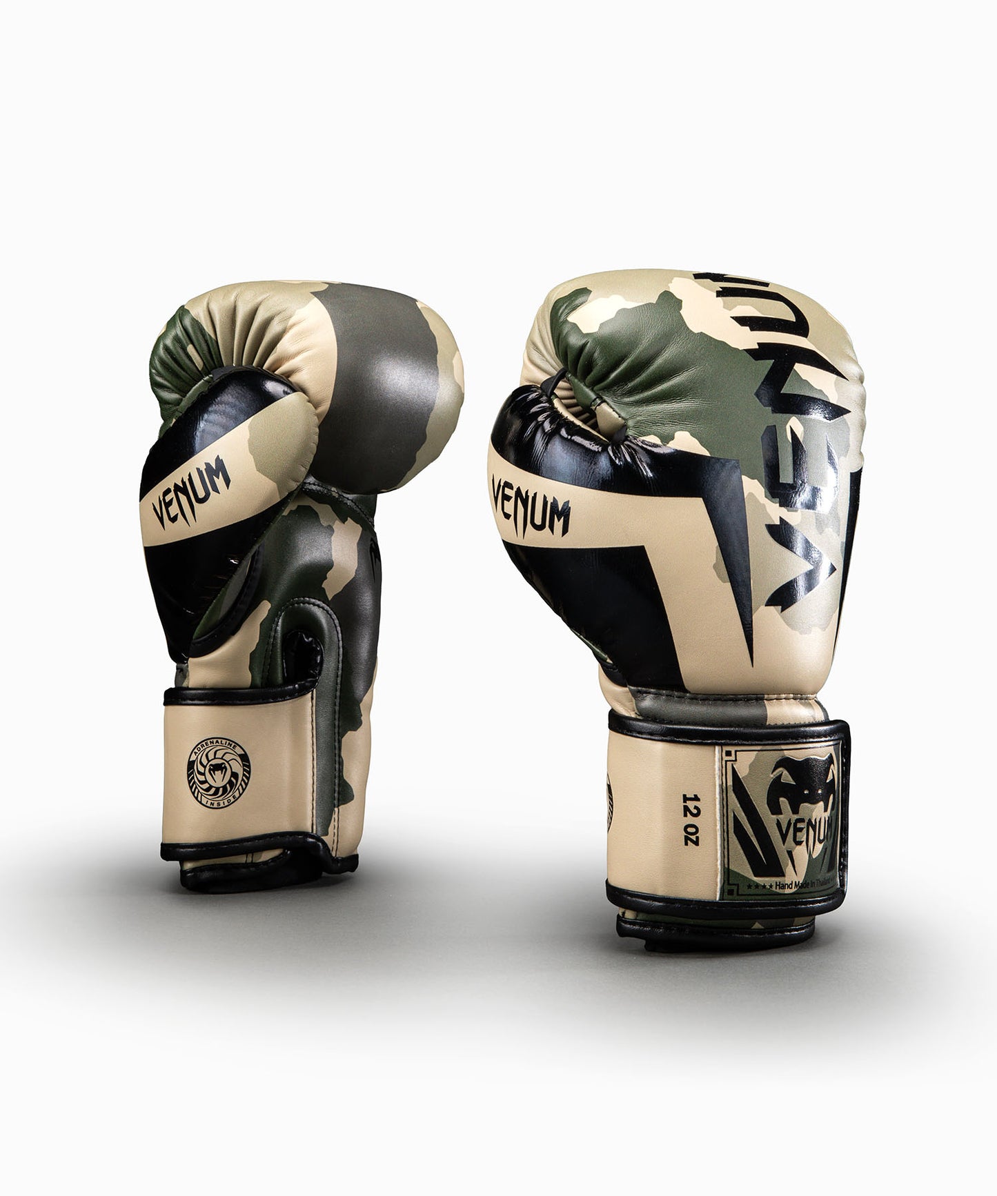 Venum Elite Camo Boxing Gloves - Khaki/ Off-White