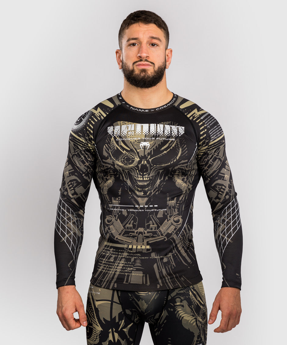 Venum Invader Long Sleeve Rashguard - Black/Sand