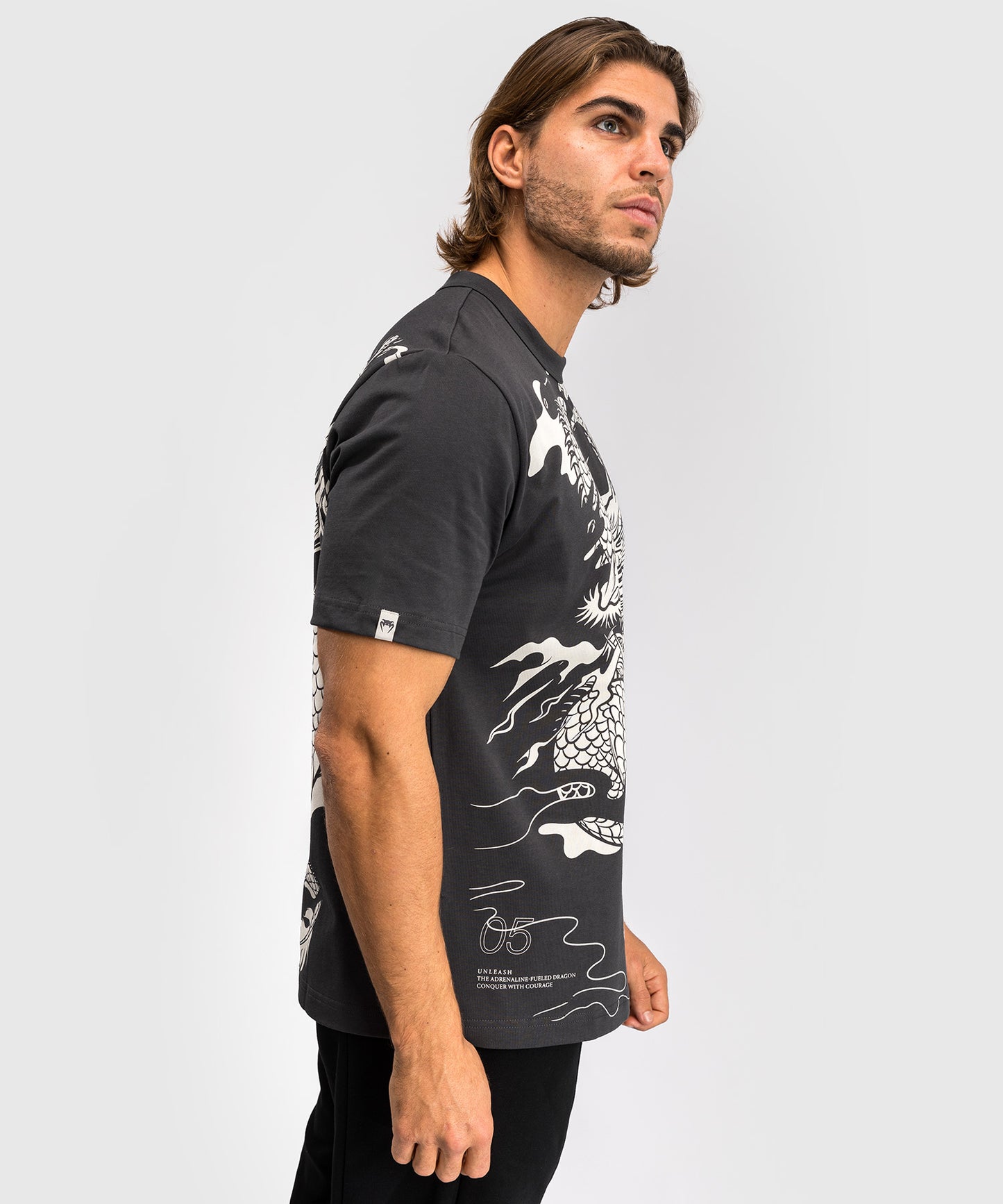 Venum Dragon’s Flight Camiseta para hombre - Gris carbón/Blanco crema