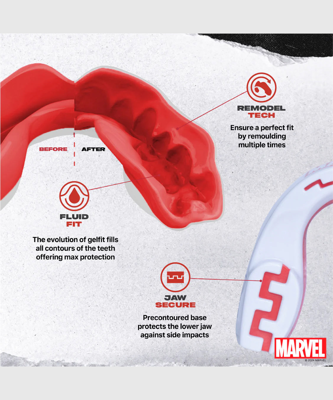 Safejawz Marvel Mundschutz - Weiß/Rot