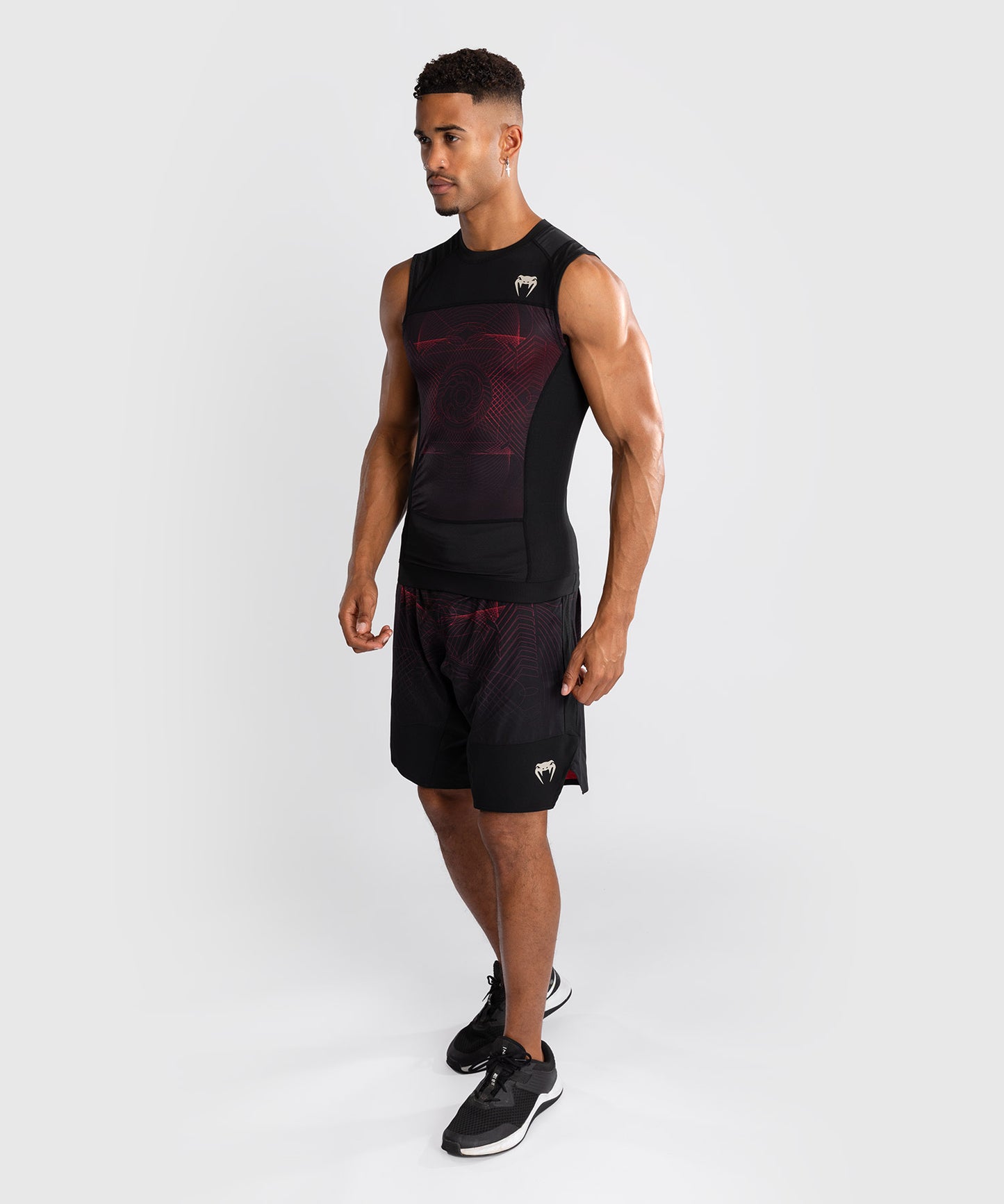 Rashguard sans Manches Venum G-Fit Air pour Hommes - Noir Profond/Rouge Feu