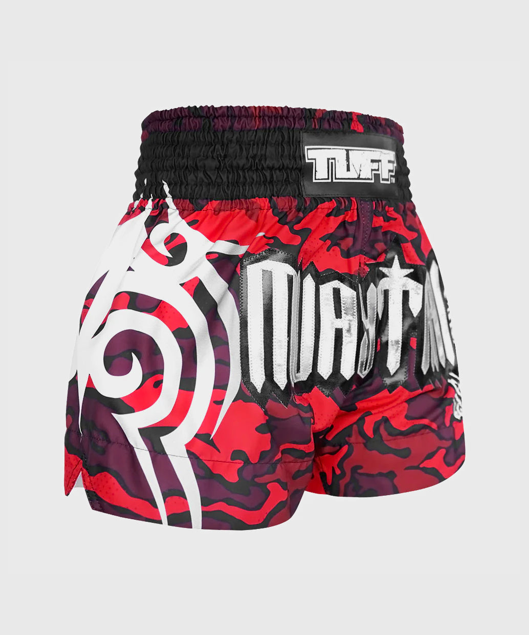 Tuff Red Military Camouflage Pantaloncini da Muay Thai - Rosso/Nero