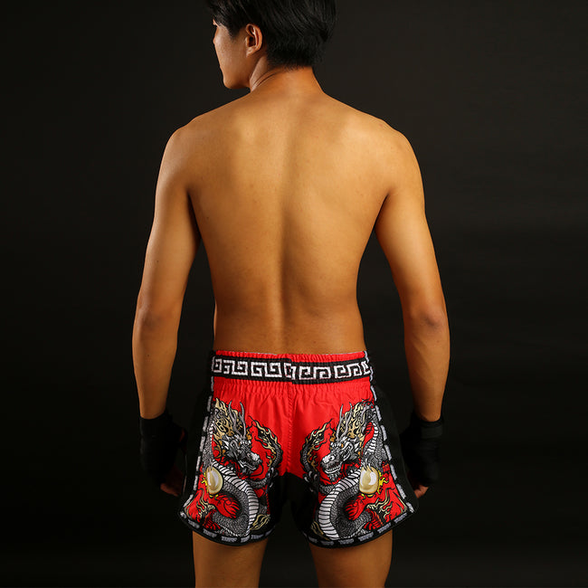 Tuff Retro Style Shorts de Muay Thai – Rojo