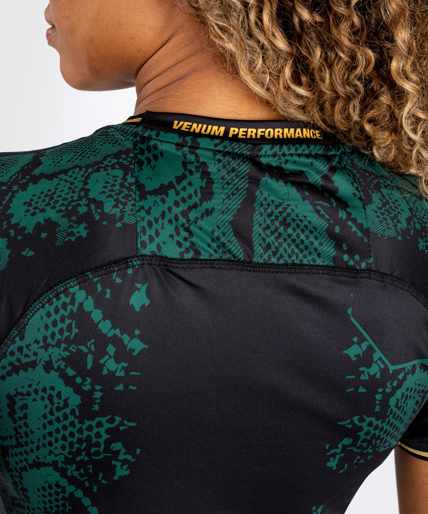 Women's UFC Adrenaline by Venum Authentic Fight Night Technical T-Shirt - Emerald Edition - Green/Black/Gold