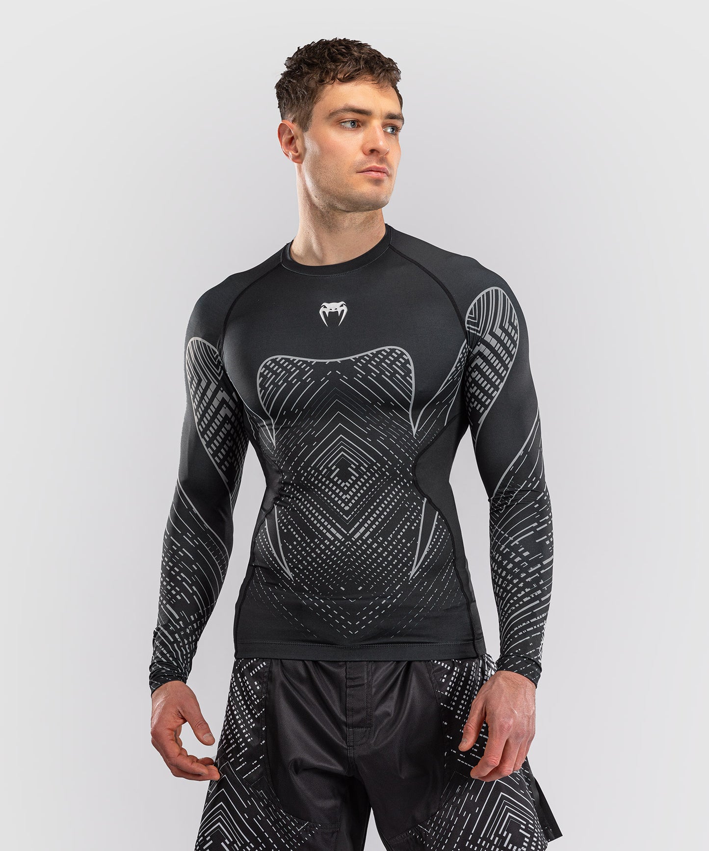 Venum Midnight Fury Long Sleeve Rashguard - Black/Grey/Silver