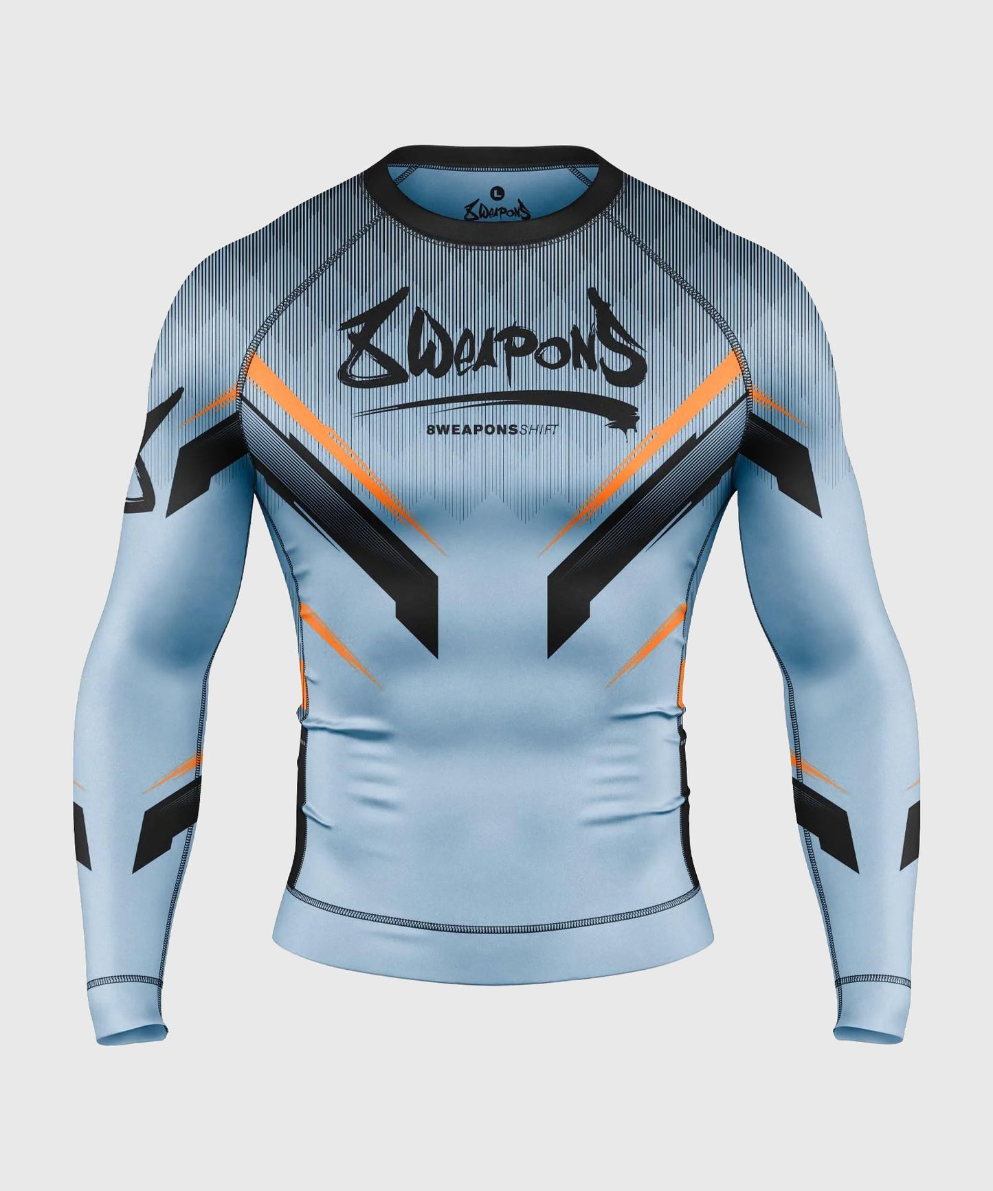 8 Weapons Shift Long Sleeve Rashguard - Blue/Black/Orange