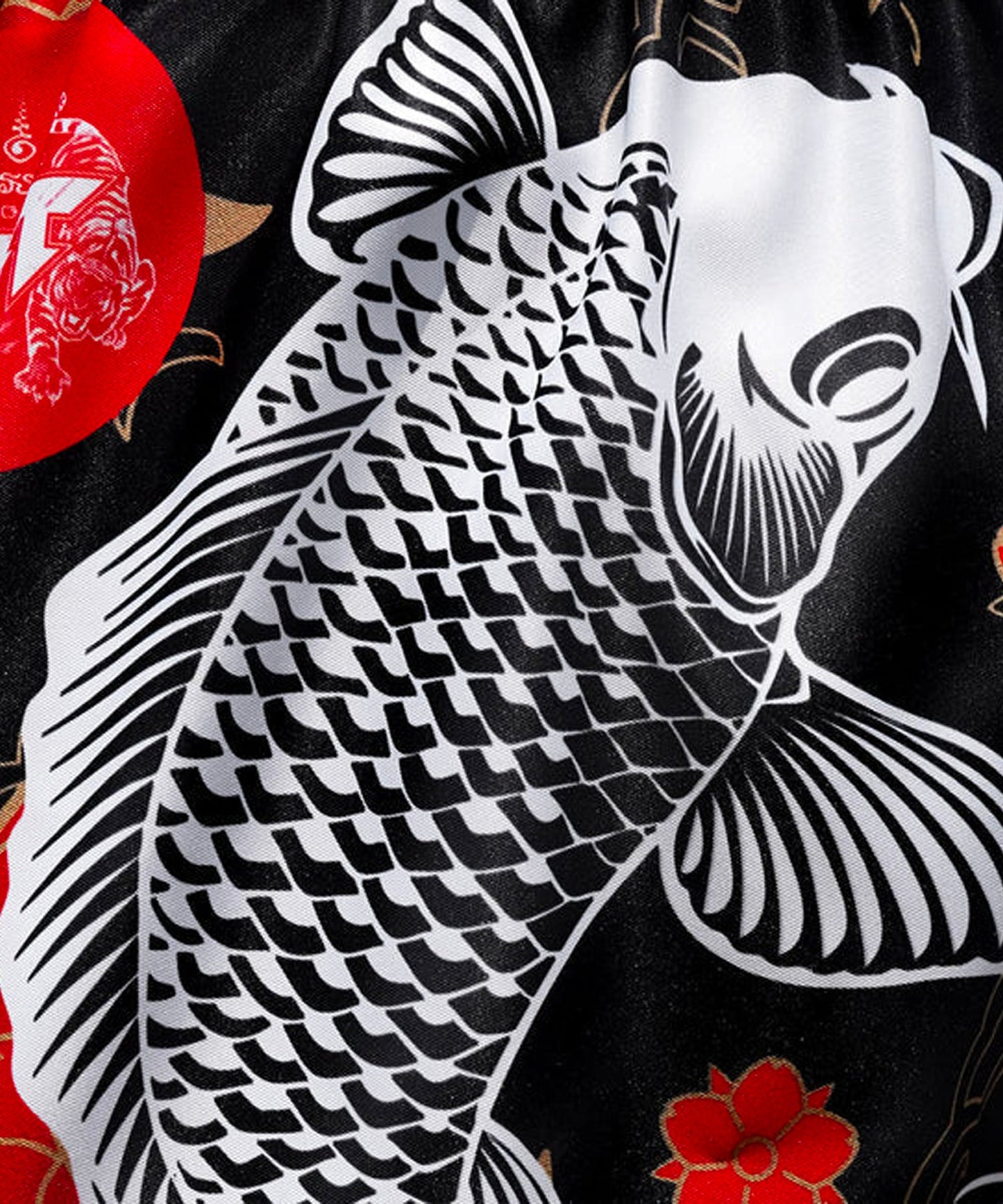 Tuff Japanese Koi Fish Muay Thai Shorts - Schwarz