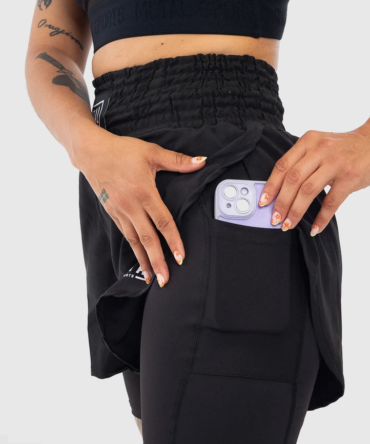 Metal Boxe 2-in-1-Damen-Fightshorts - Schwarz