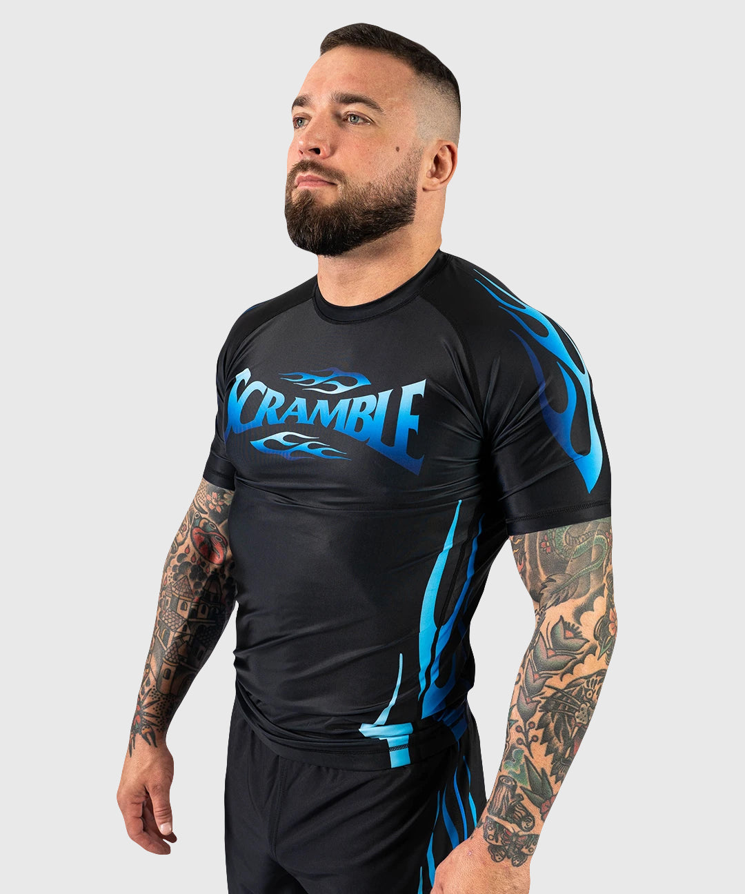 Scramble 1998 Ice Rashguard de Manga Corta - Negro/Azul