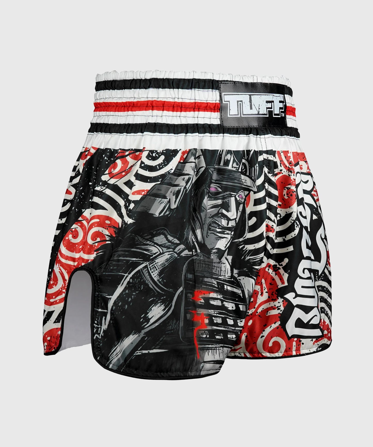 Tuff Retro Style Waves Of Bushido Elegance Muay Thai Shorts - Schwarz